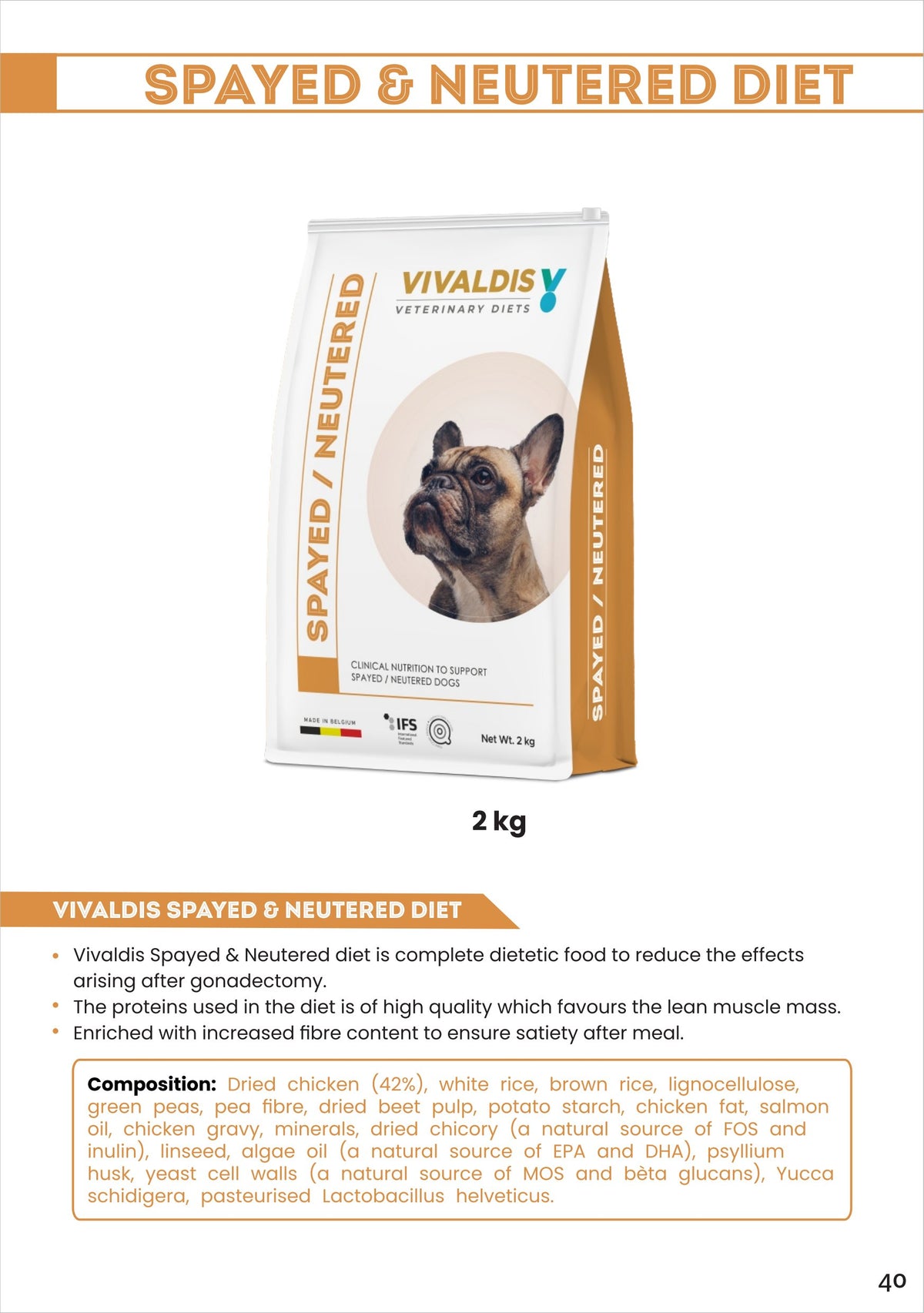 VIV DIET SPRAYED & NEUTERED 2kg