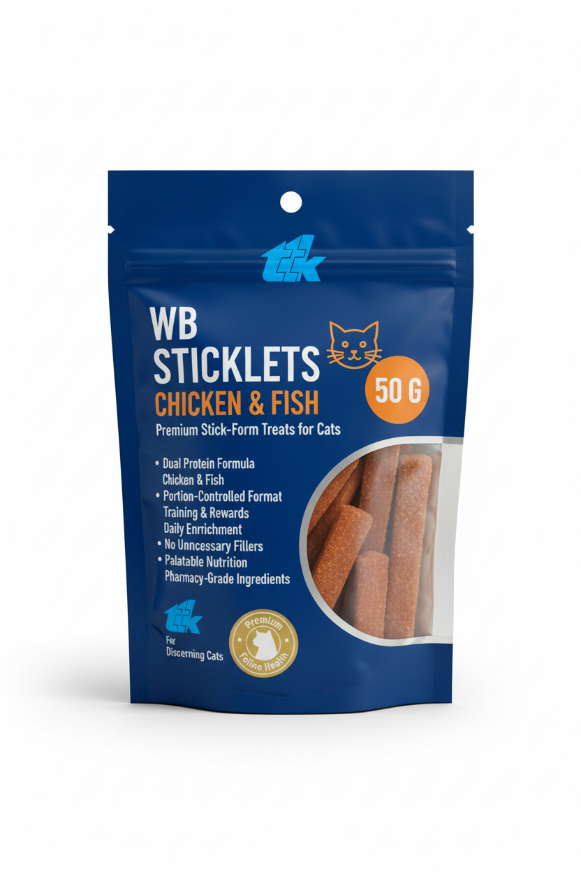 WB STICKLETS CHCKN FISH CAT 50GM